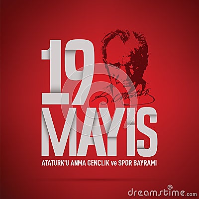 19 mayis Ataturkâ€™u anma, genclik ve spor bayrami vector illustration Cartoon Illustration